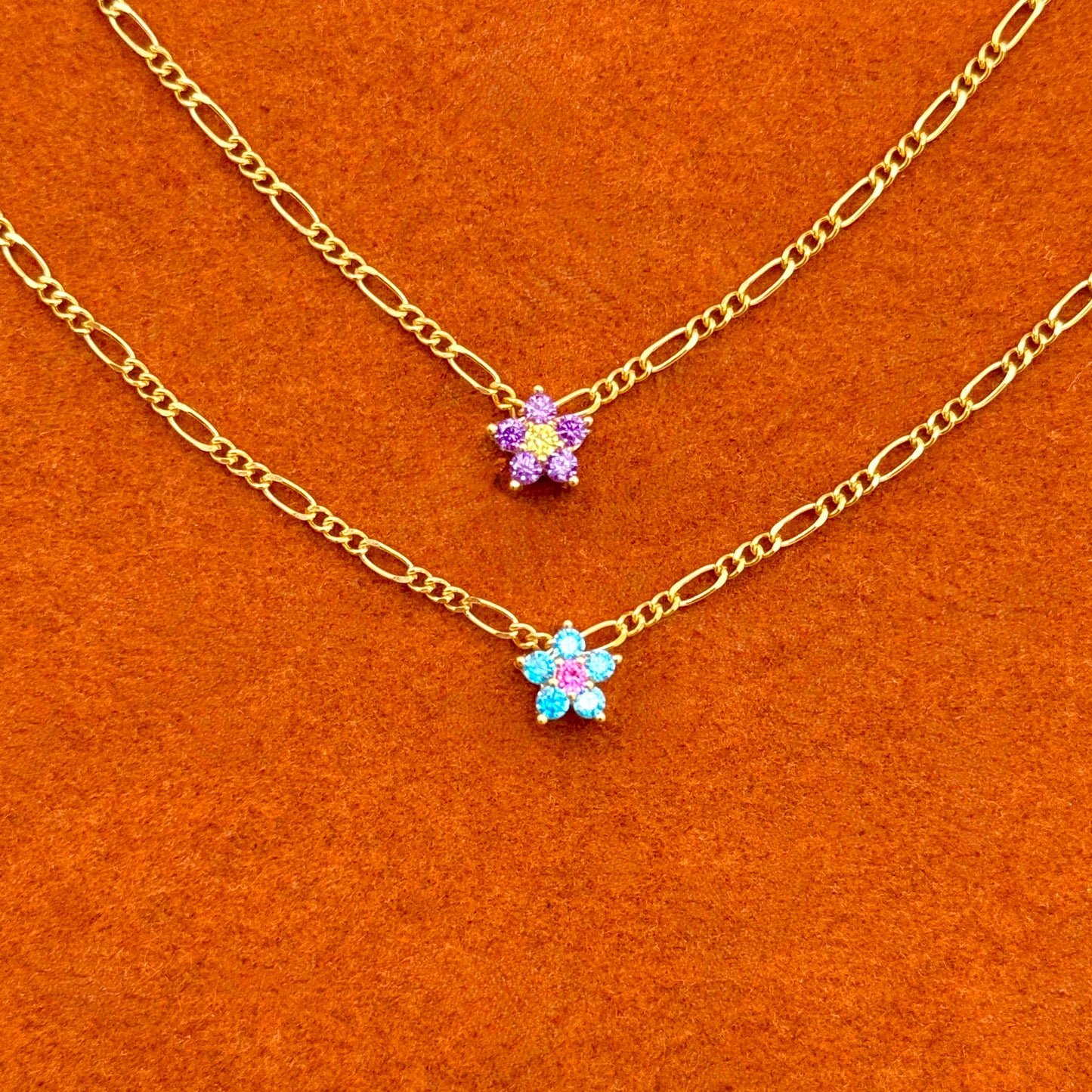 Flower In Figaro Chain Necklace