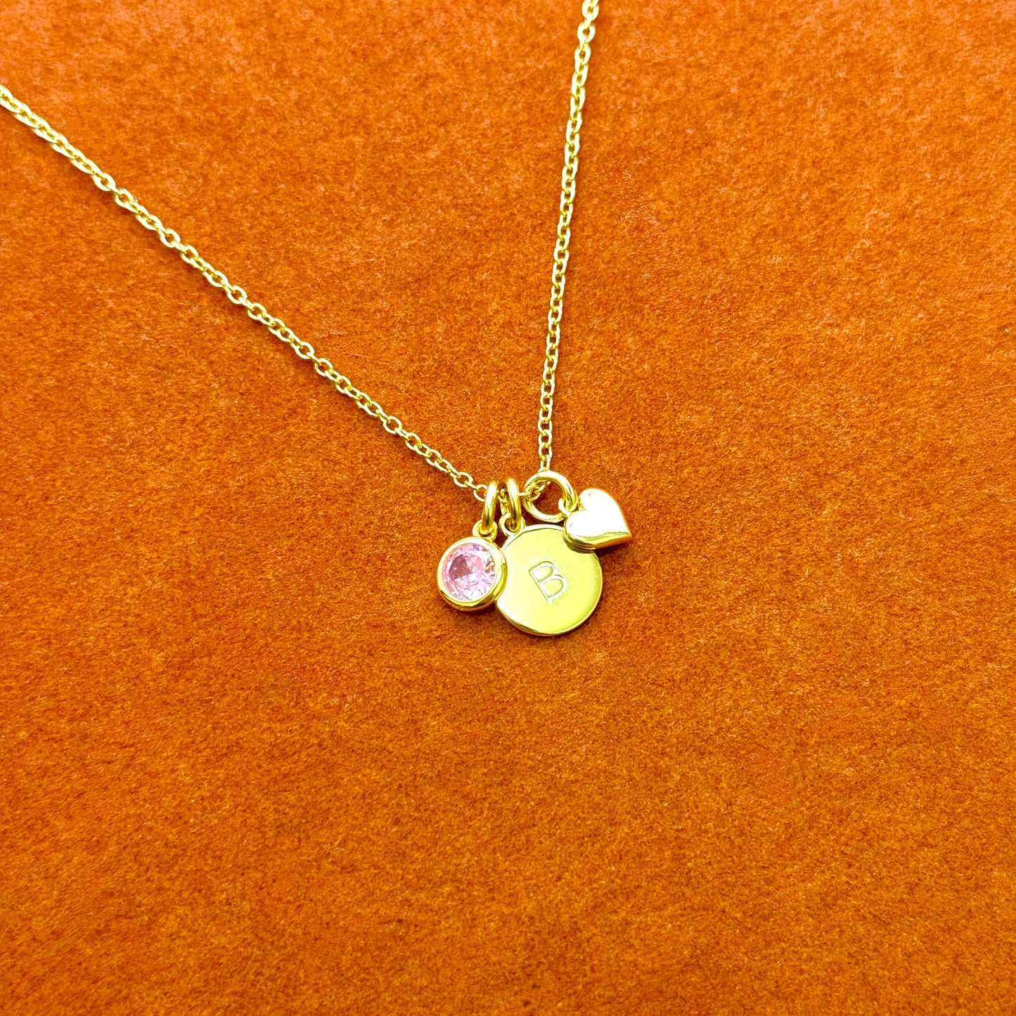 Initial with Birthstone and Heart Necklace