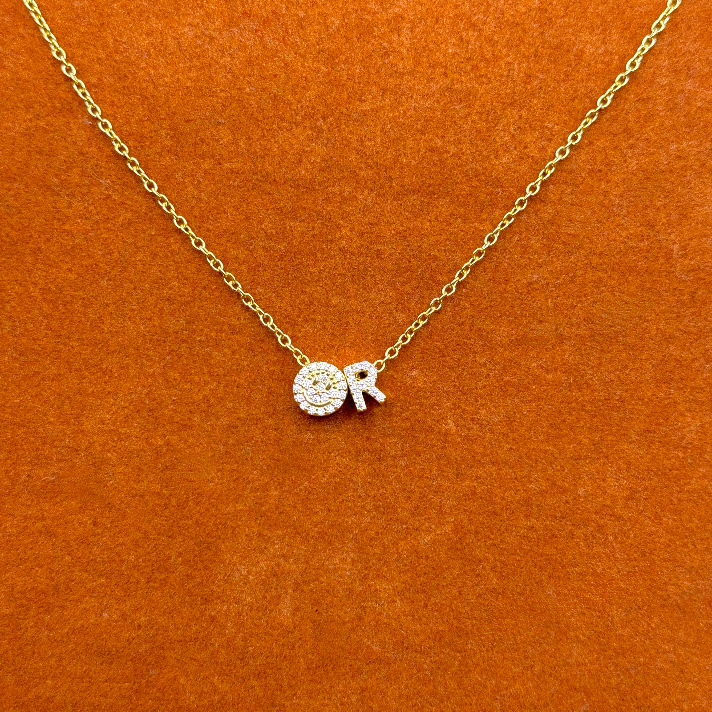 Custom Happy Charm with your Initial Necklace