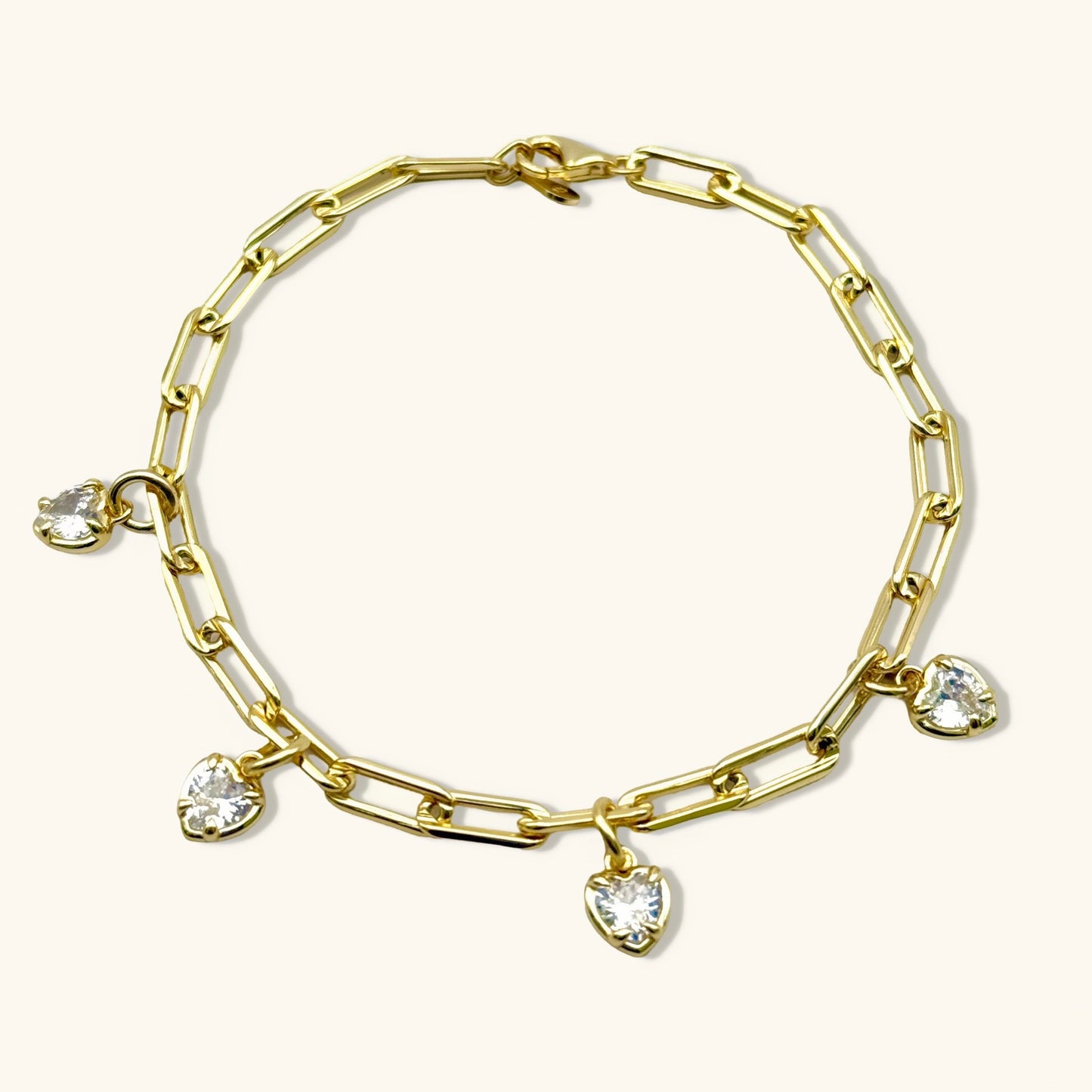 Heart Charms Gemstone Bracelet.