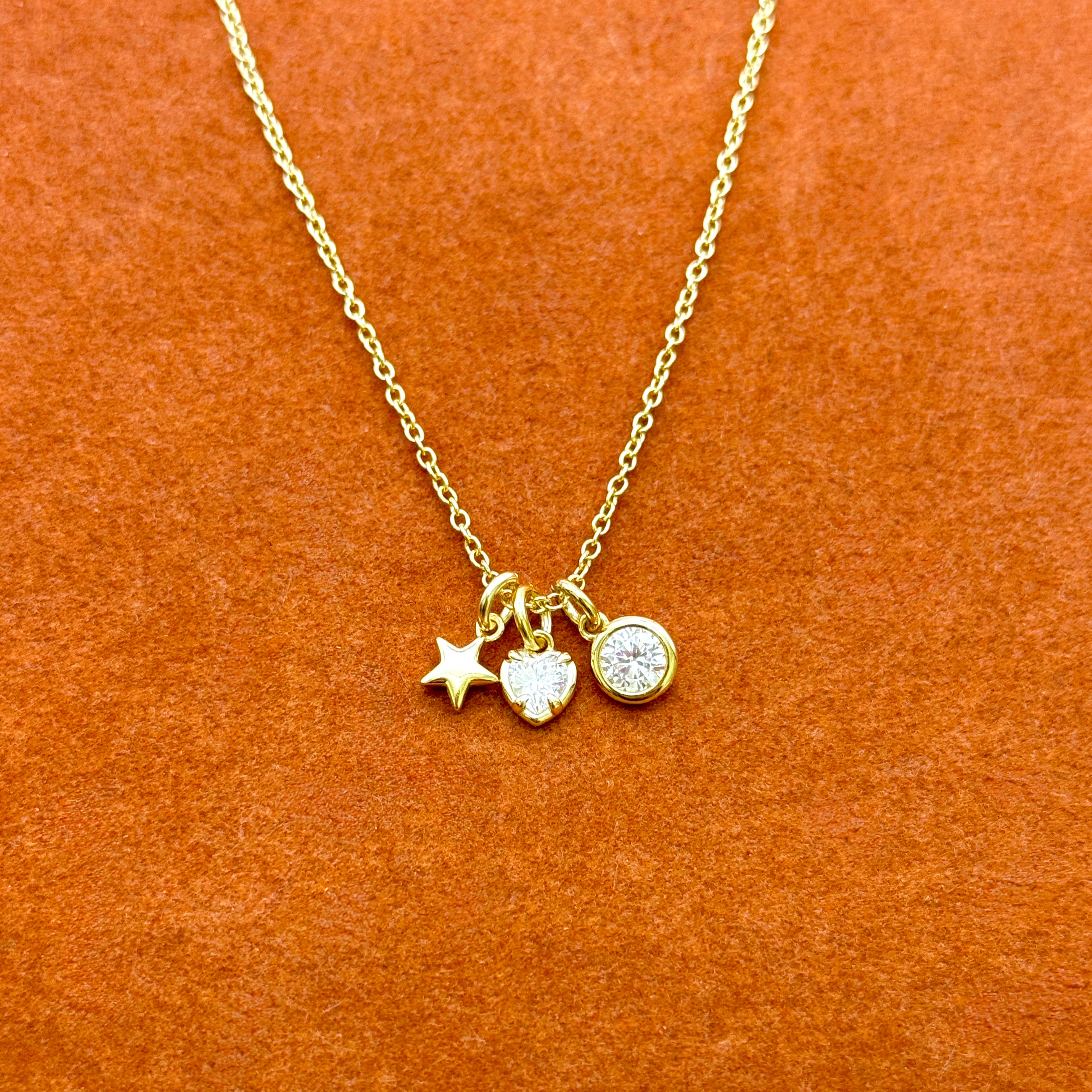 Star, Heart, Round Gemstones Necklace