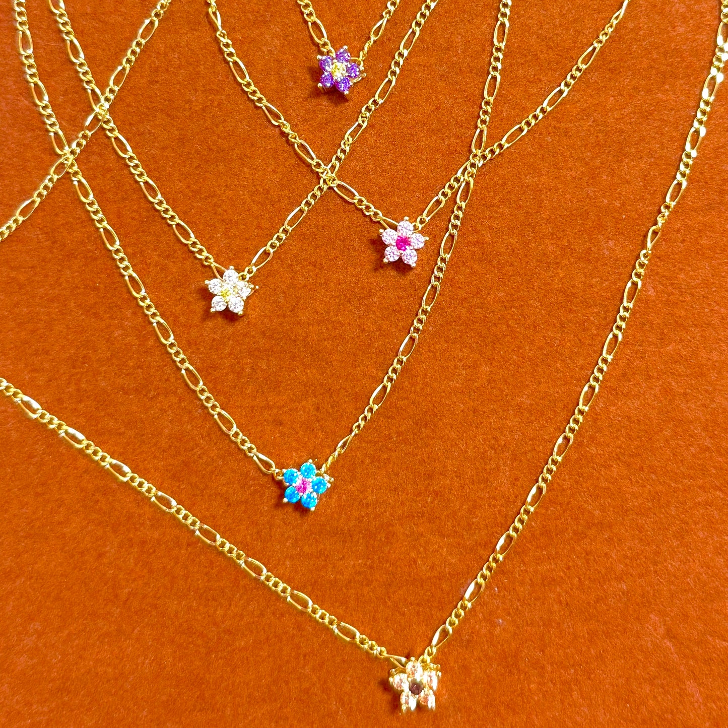 Flower In Figaro Chain Necklace