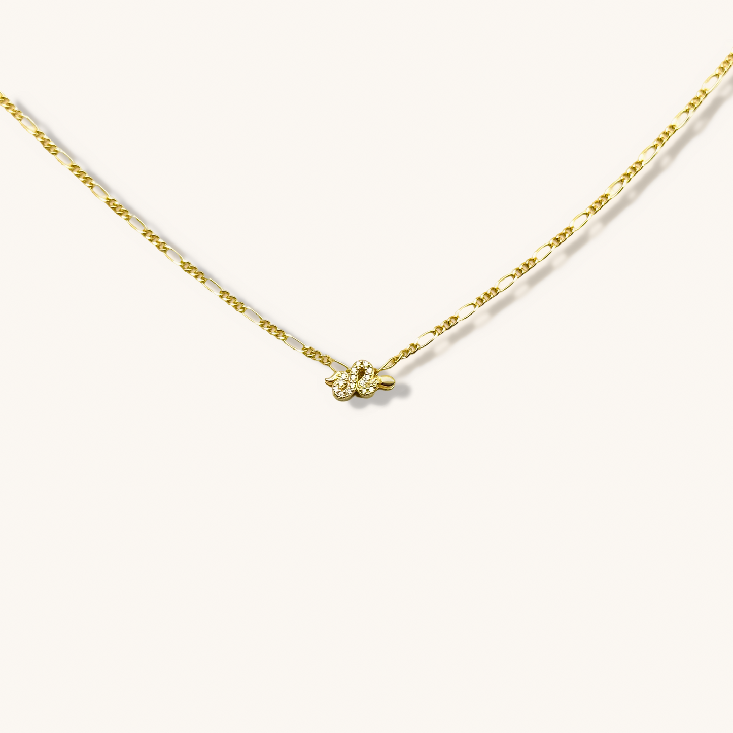 Collar o pulsera de cadena tipo fígaro con piedras preciosas de serpiente a elección