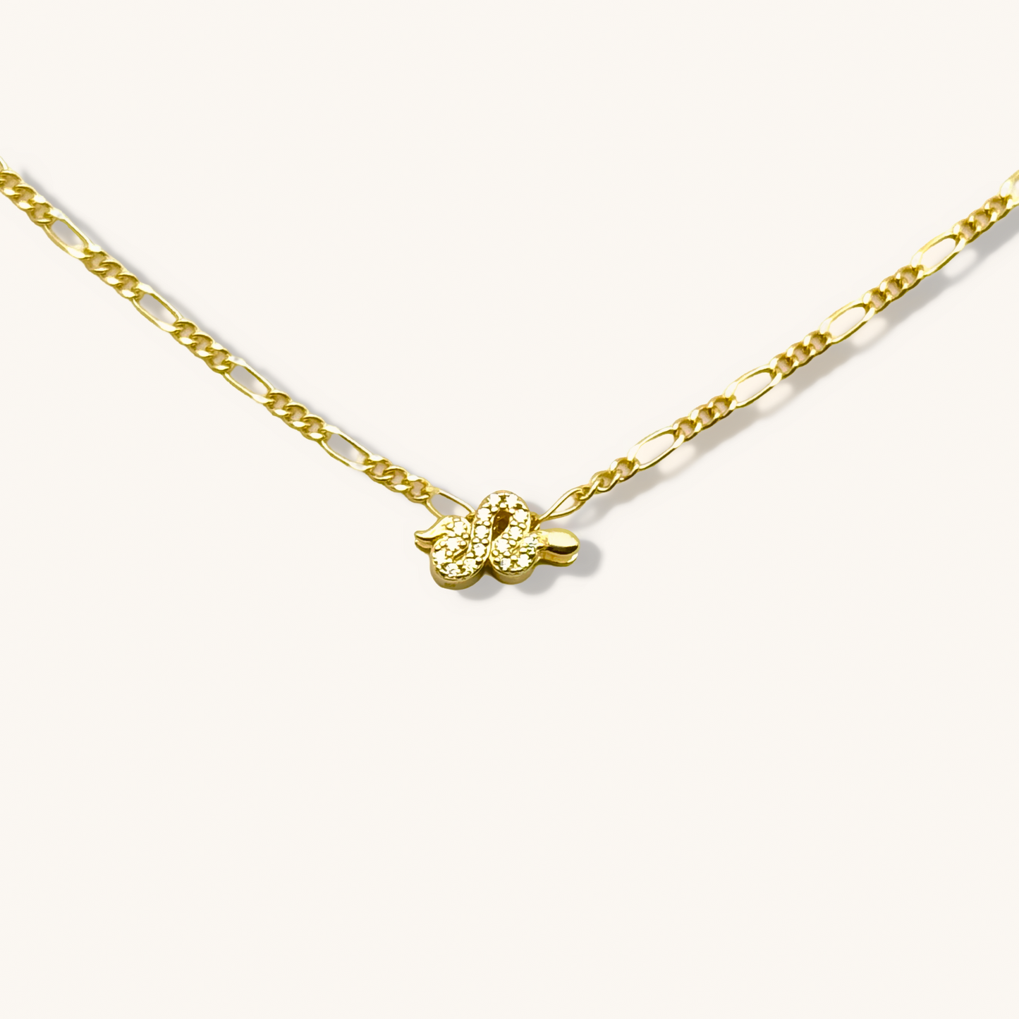 Collar o pulsera de cadena tipo fígaro con piedras preciosas de serpiente a elección