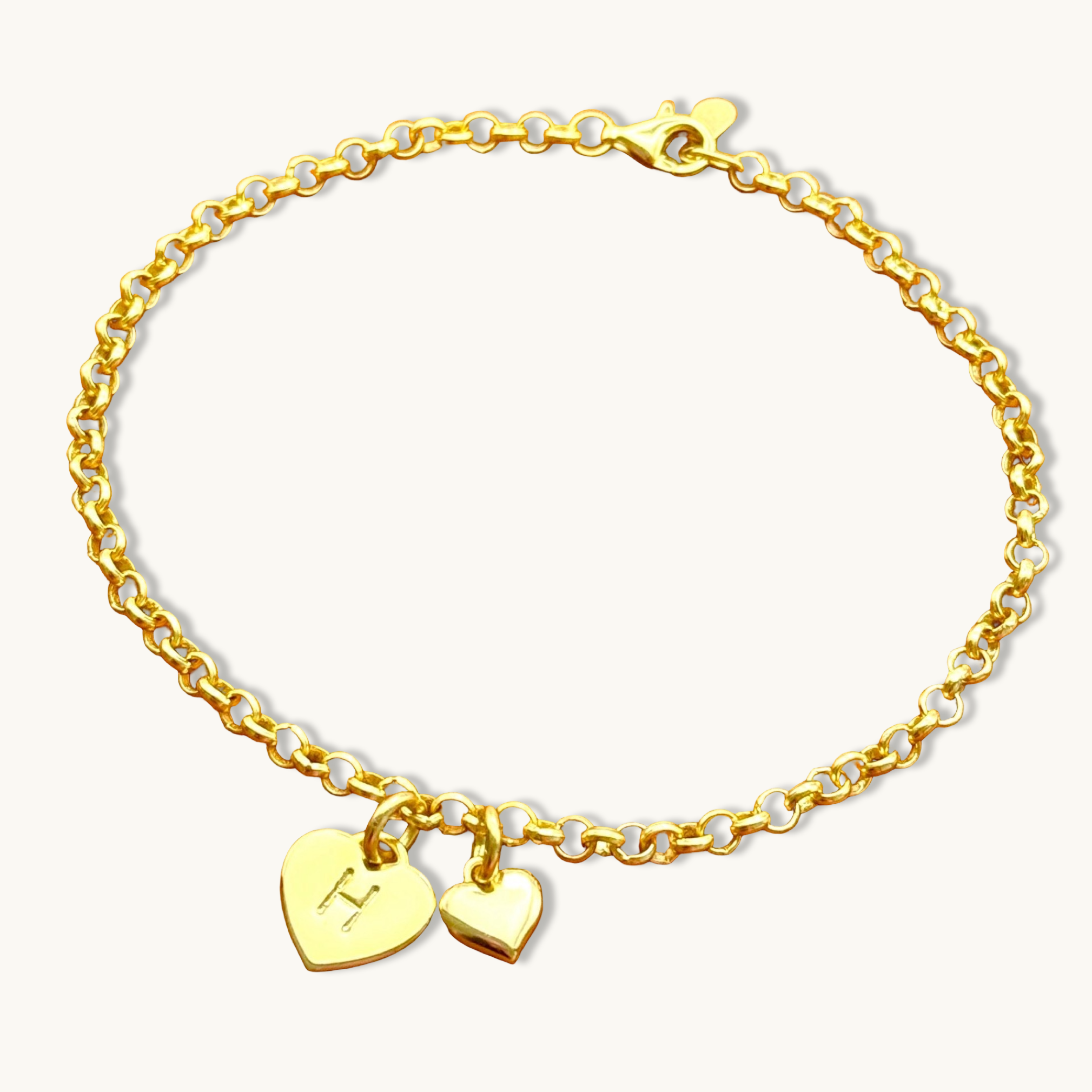 Custom Heart Initial with Heart Charm Bracelet