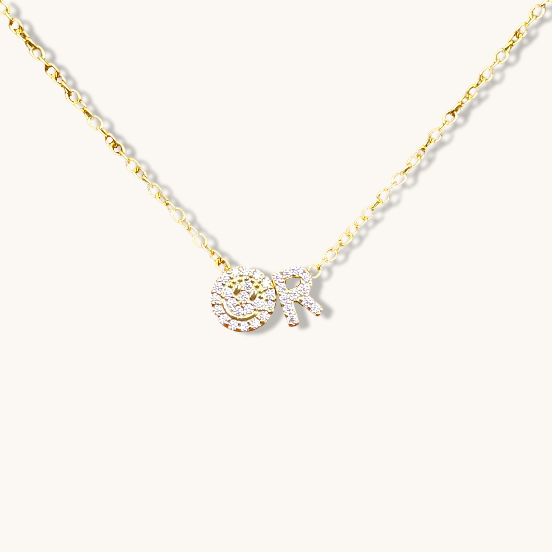 Custom Happy Charm with your Initial Necklace
