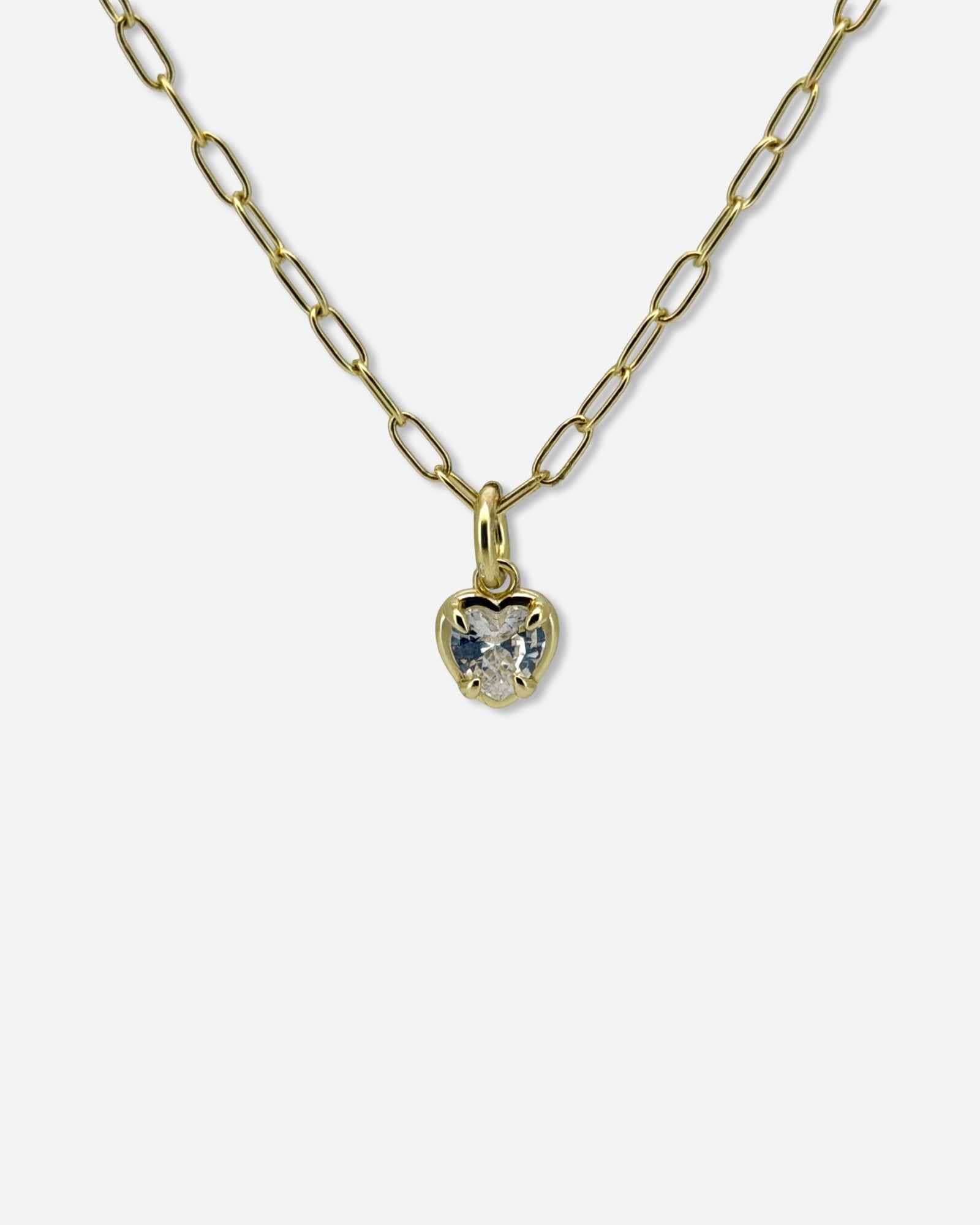 Heart Gemstone with Paperclip Necklace