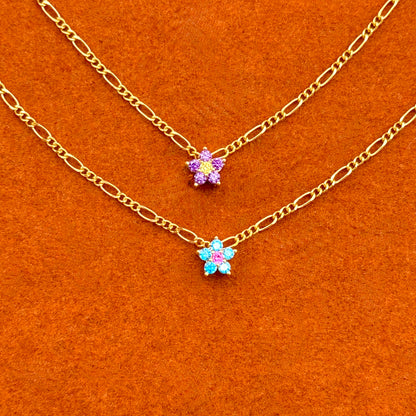 Flower In Figaro Chain Necklace