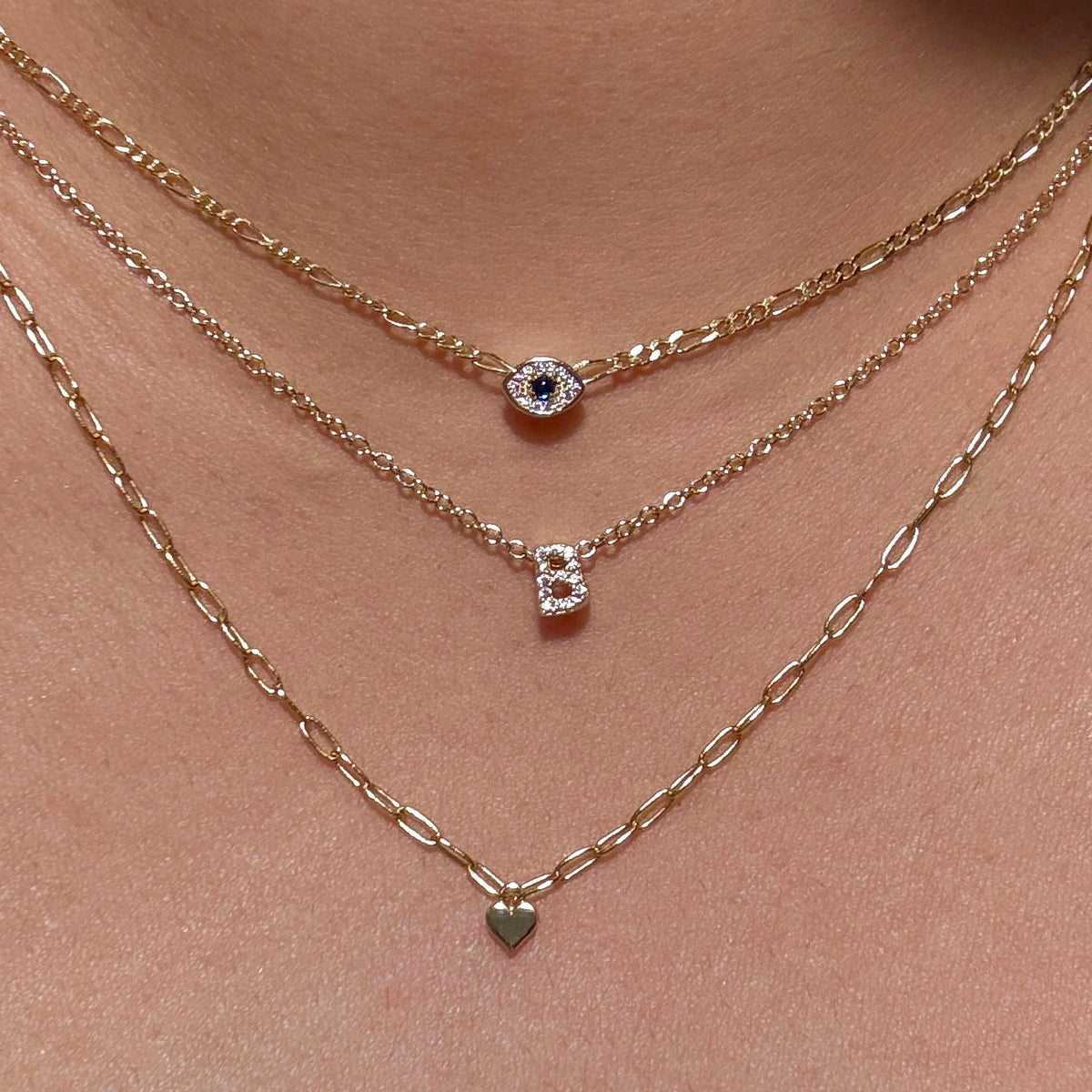 Collar o pulsera de cadena tipo fígaro con piedras preciosas de mal de ojo