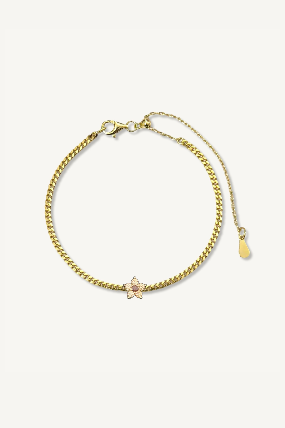 Champagne Brown Flower Adjustable - Fit Bracelet