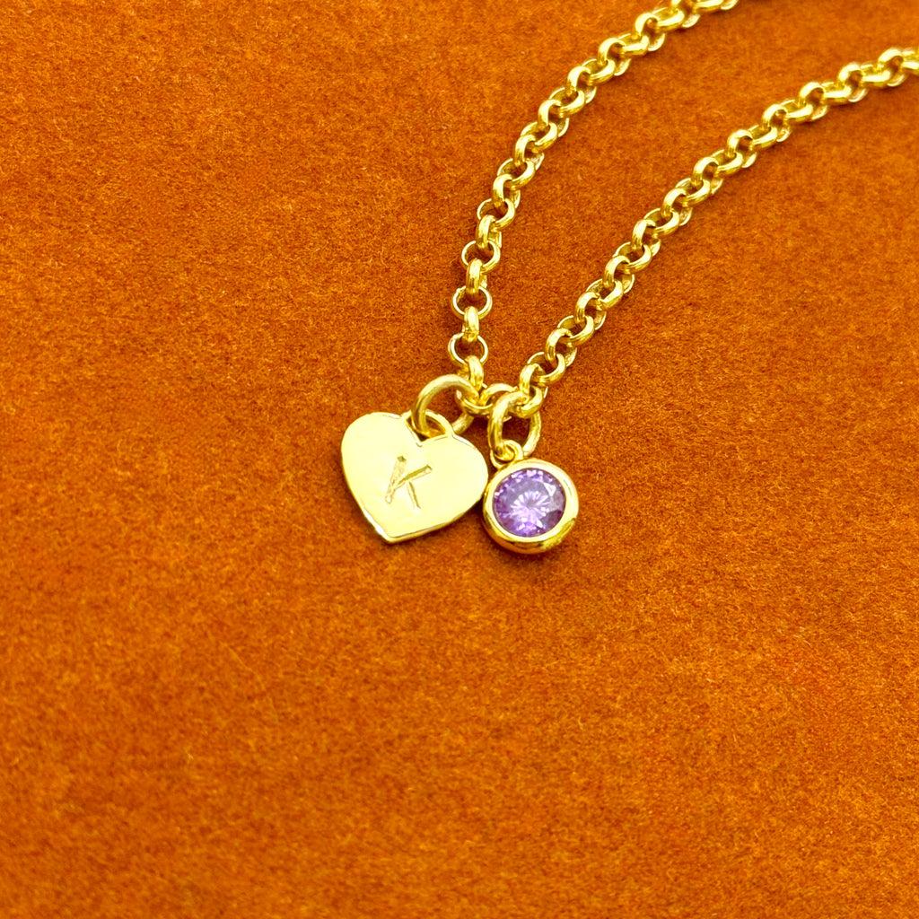 Custom Heart Initial with Birthstone Bracelet