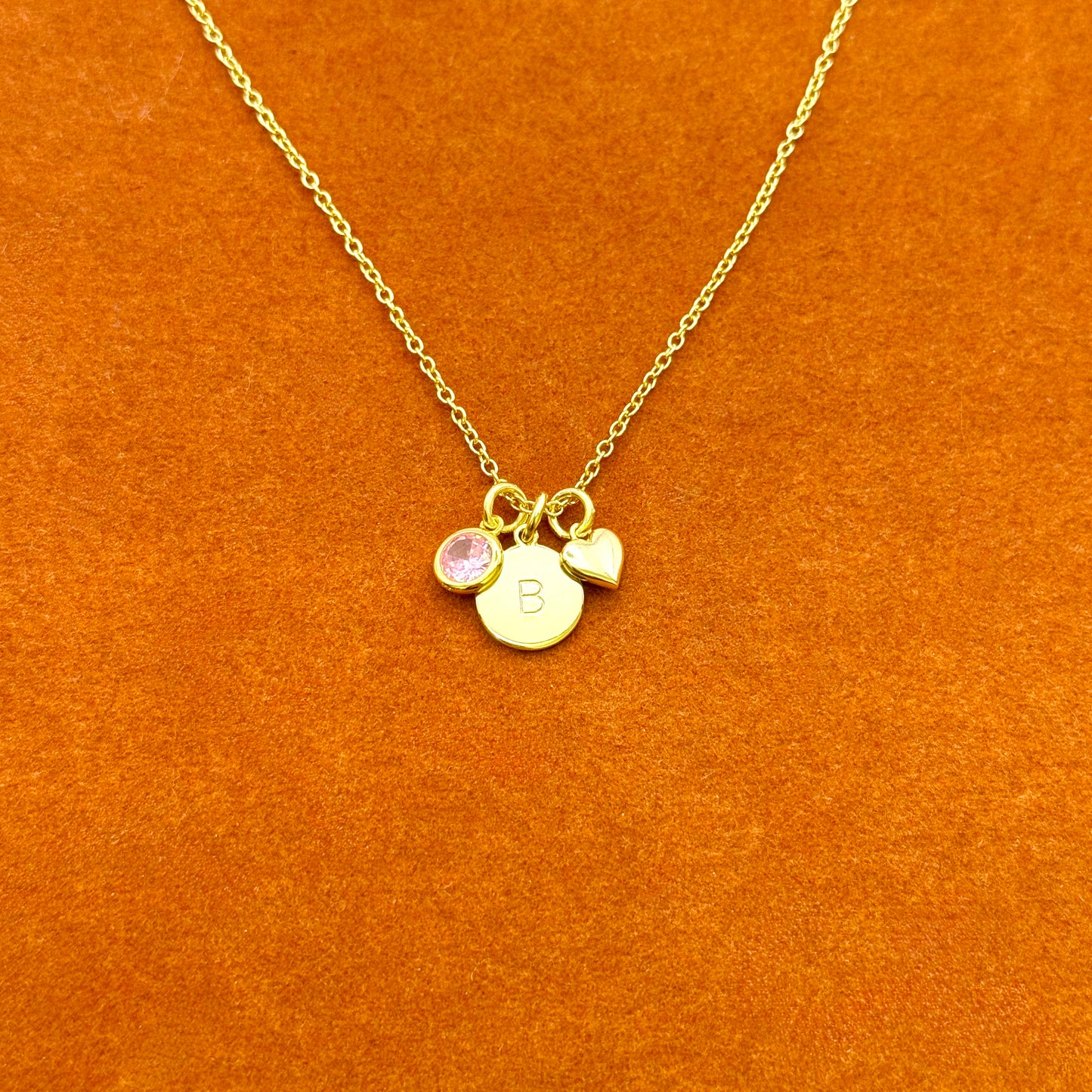 Initial with Birthstone and Heart Necklace