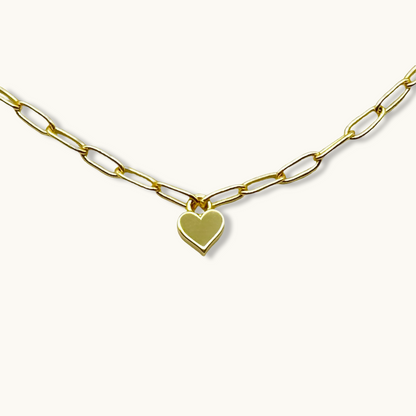 Collar con colgante de corazón diminuto y cadena con clip