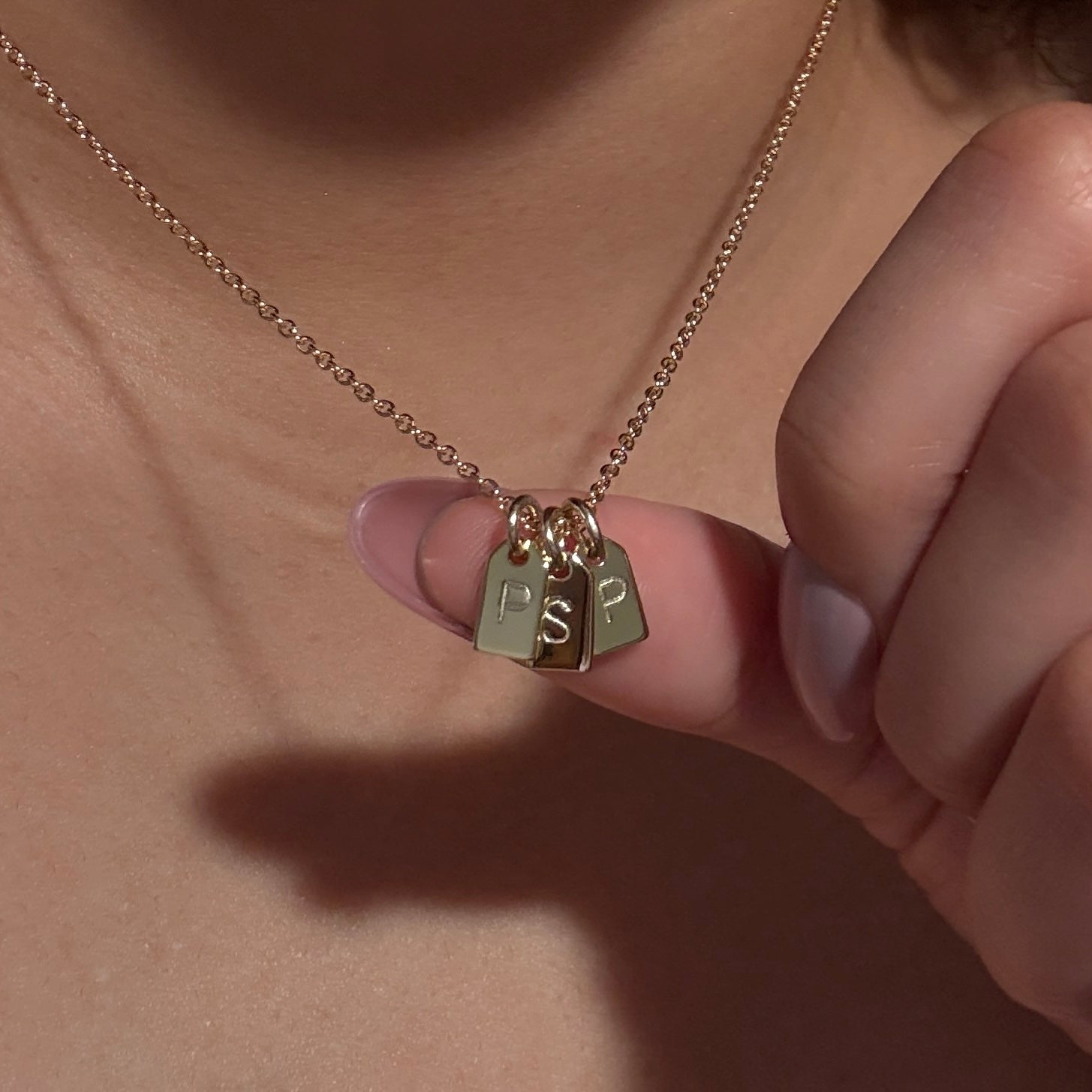 Custom Small Initial Tag Necklace