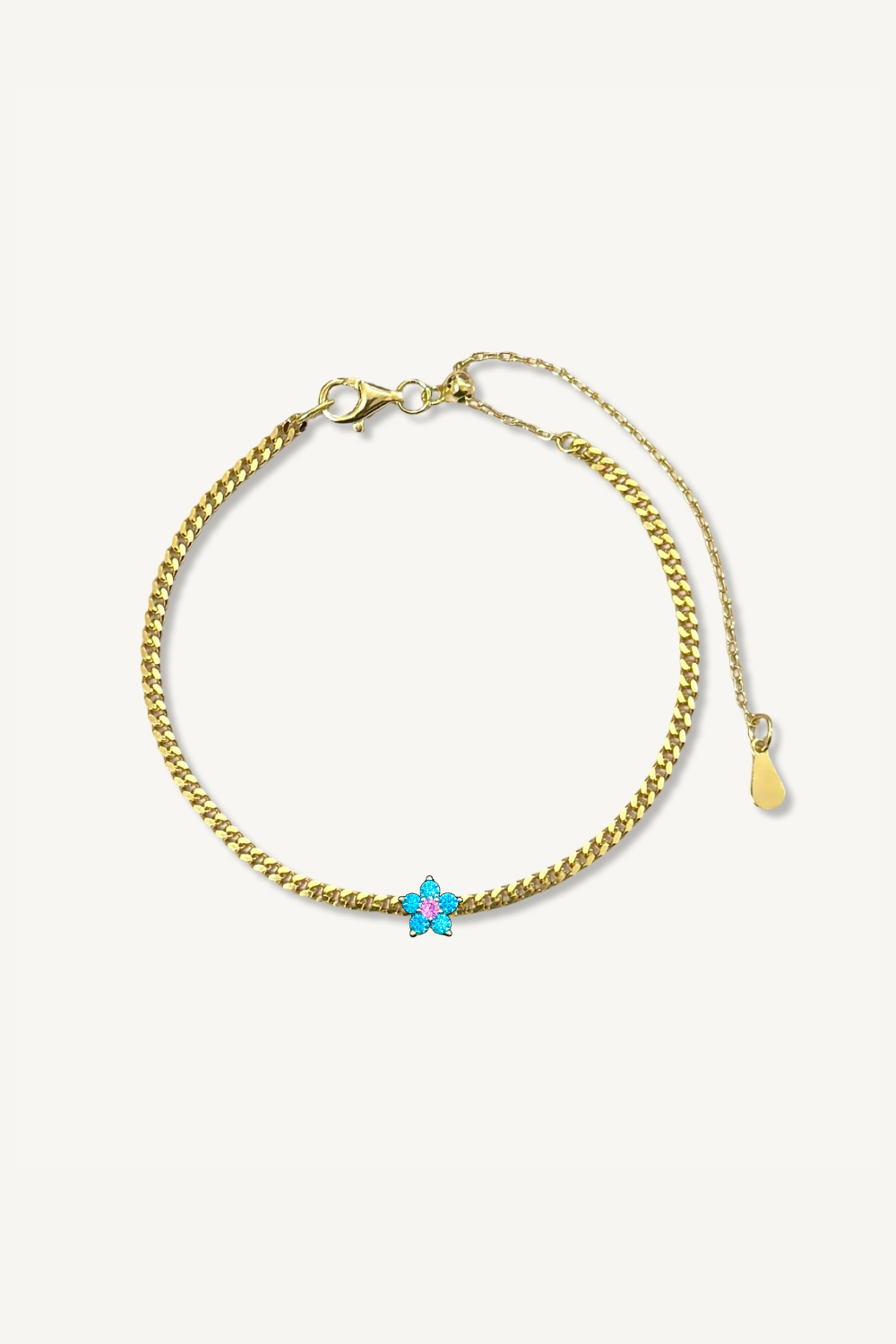 Ocean Blue Flower Adjustable - Fit Bracelet
