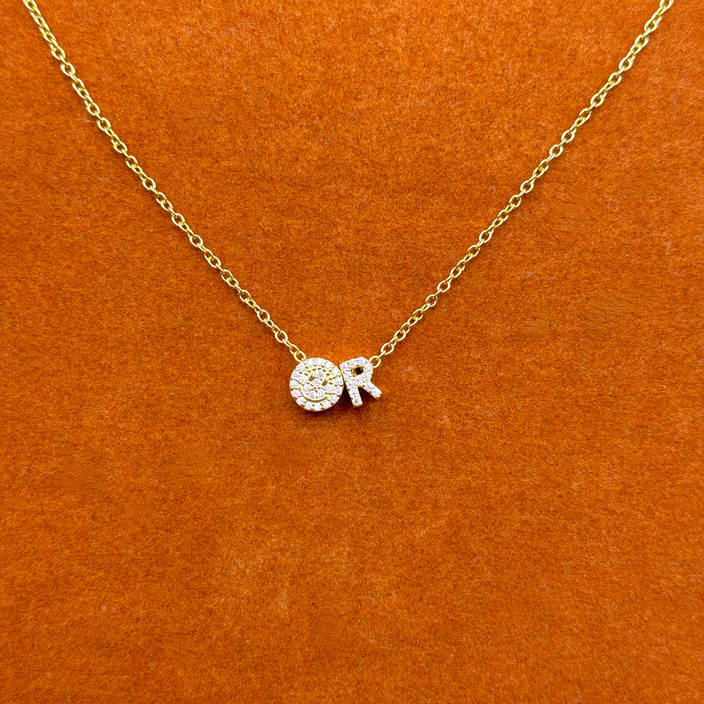 Custom Happy Charm with your Initial Necklace