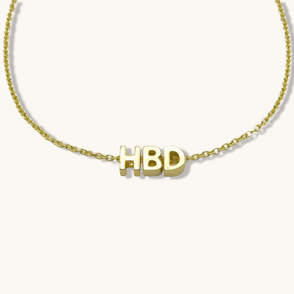 HBD in Adjustable Bracelet or Necklace Choice