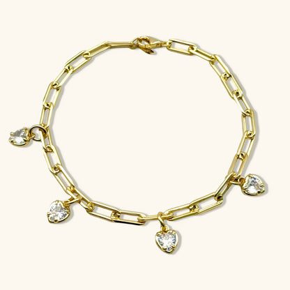 Heart Charms Gemstone Bracelet.