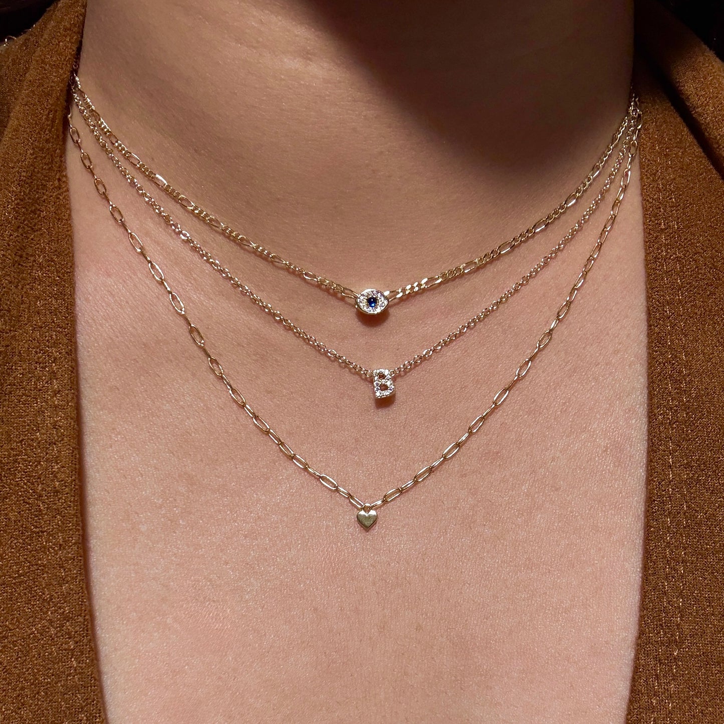 Collar o pulsera de cadena tipo fígaro con piedras preciosas de mal de ojo