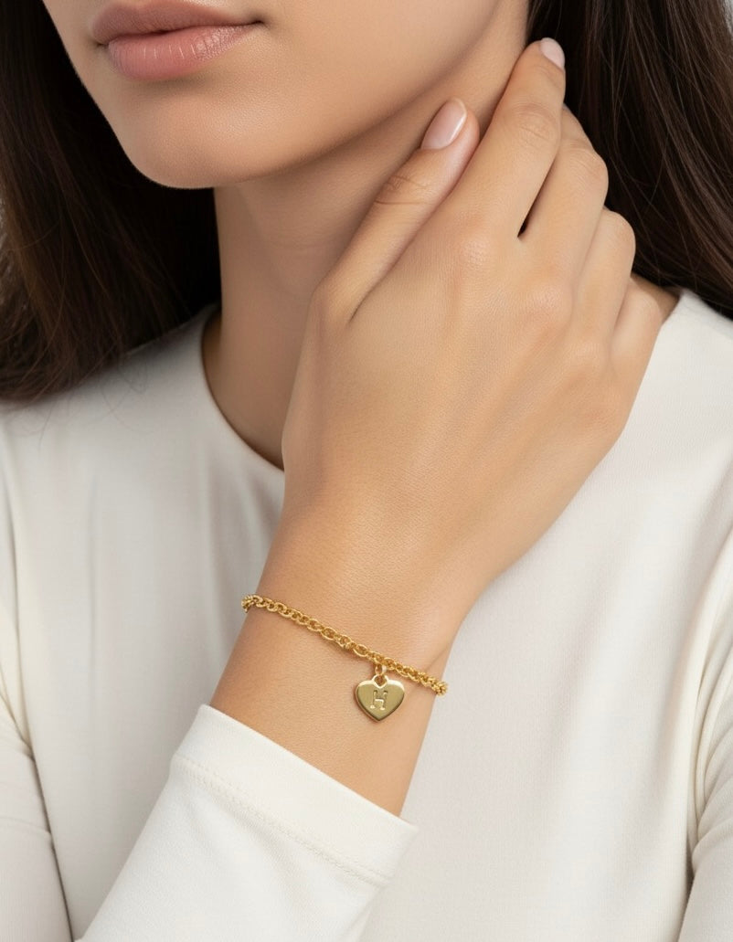 Custom Heart Initial Bracelet