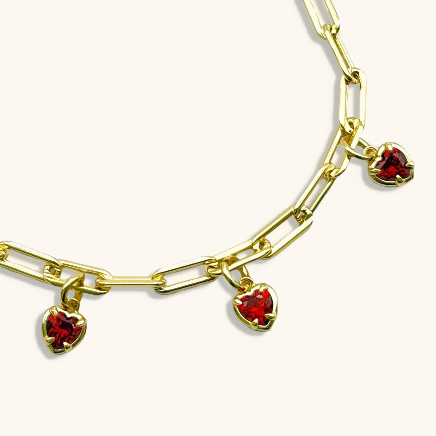 Red Heart Charms Gemstone Bracelet