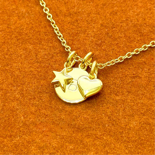 Star, Initial Pendant, Heart Necklace