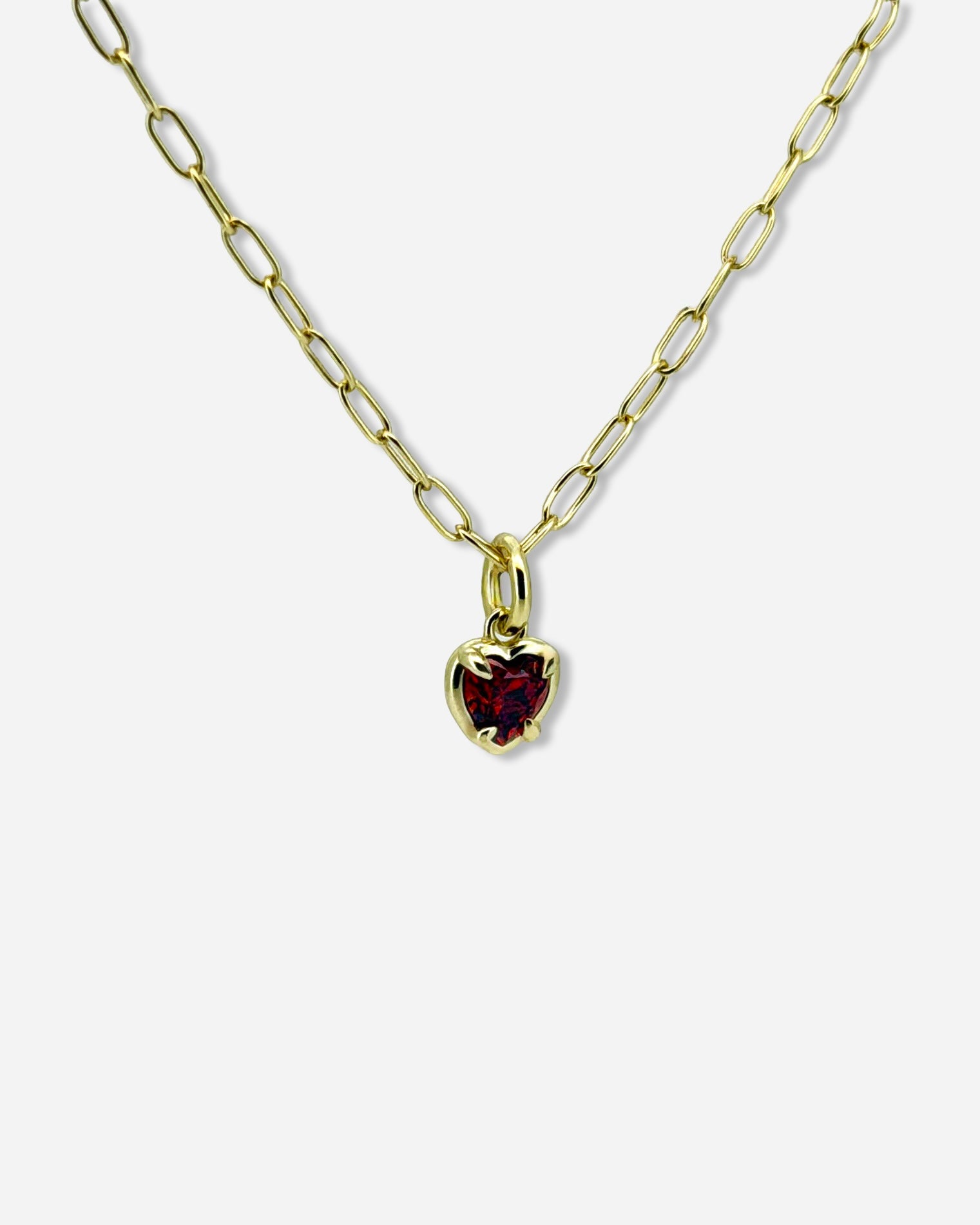 Heart Gemstone with Paperclip Necklace