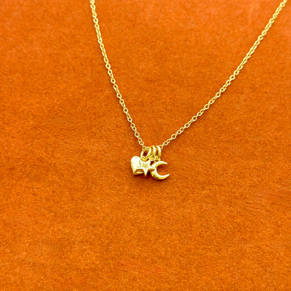 Collar de corazón, estrella y luna