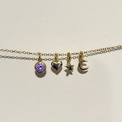 Collar con piedra natal, corazón, estrella y luna