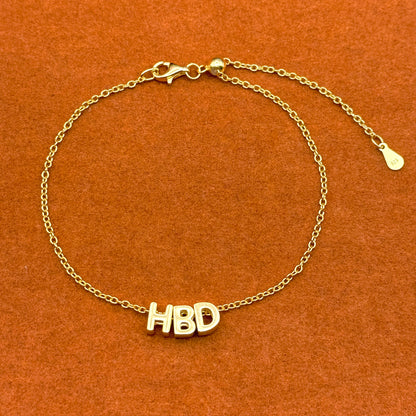 HBD in Adjustable Bracelet or Necklace Choice