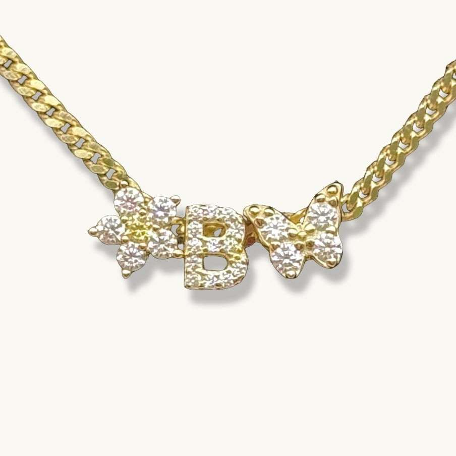 Custom Initial, Flower, Butterfly Necklace