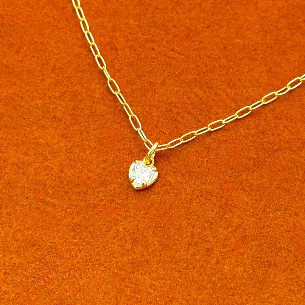 Heart Gemstone with Paperclip Necklace