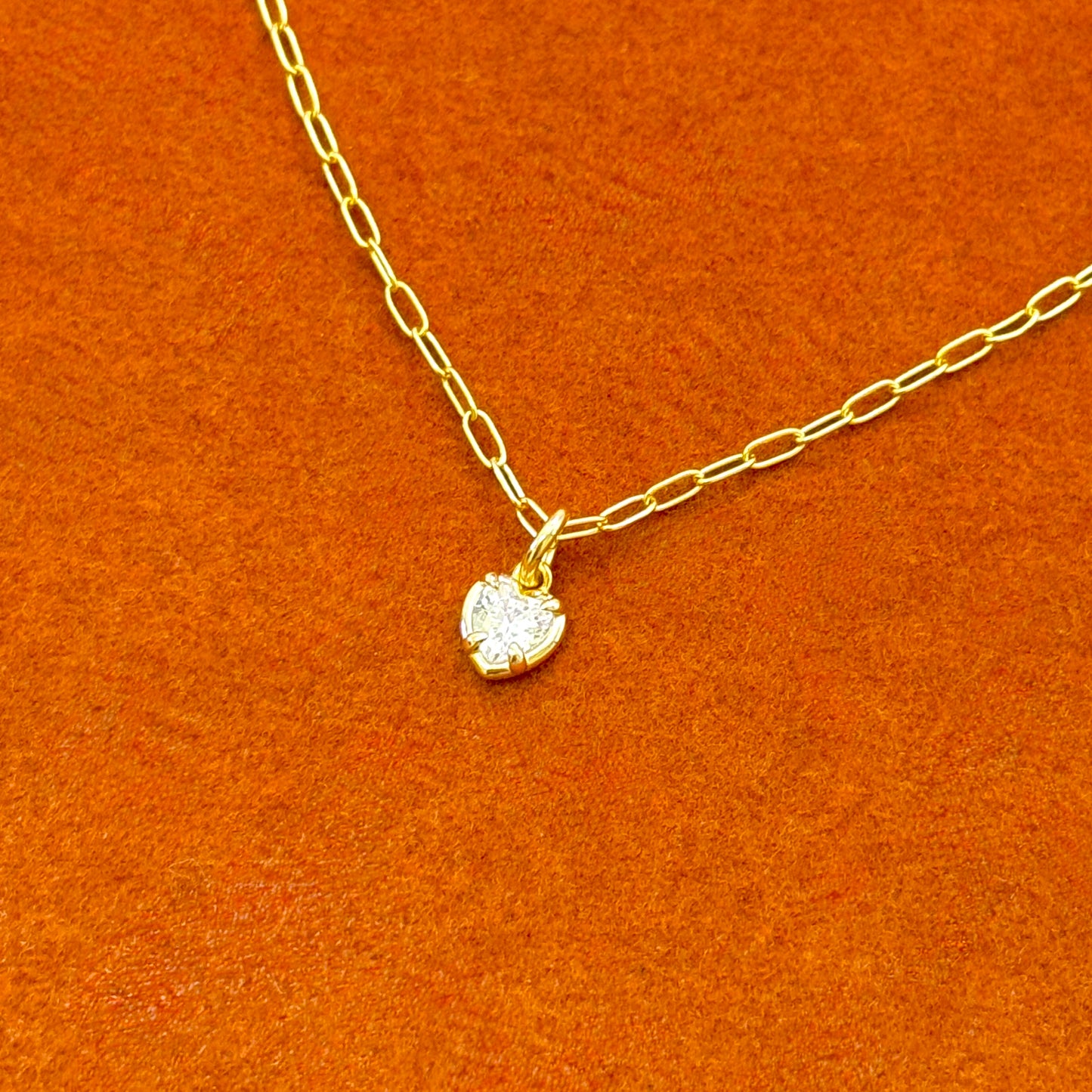 Heart Gemstone with Paperclip Necklace