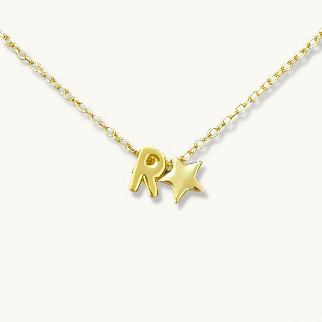 Custom Initial with Wishing Star Necklace