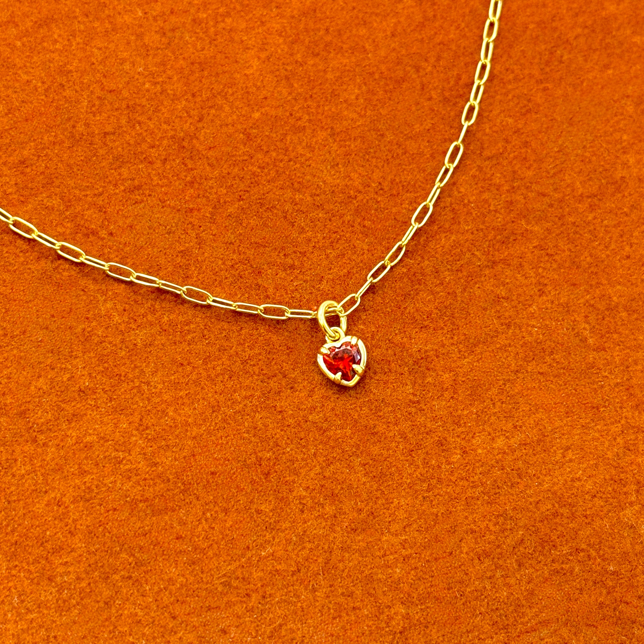 Heart Gemstone with Paperclip Necklace