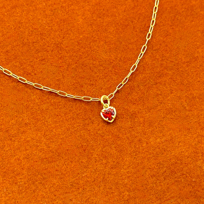 Heart Gemstone with Paperclip Necklace