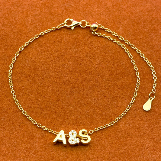 Personalized 3 Charm with Adjustable Bracelet