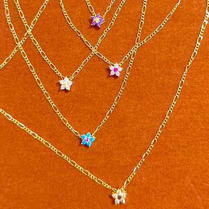 Flower In Figaro Chain Necklace