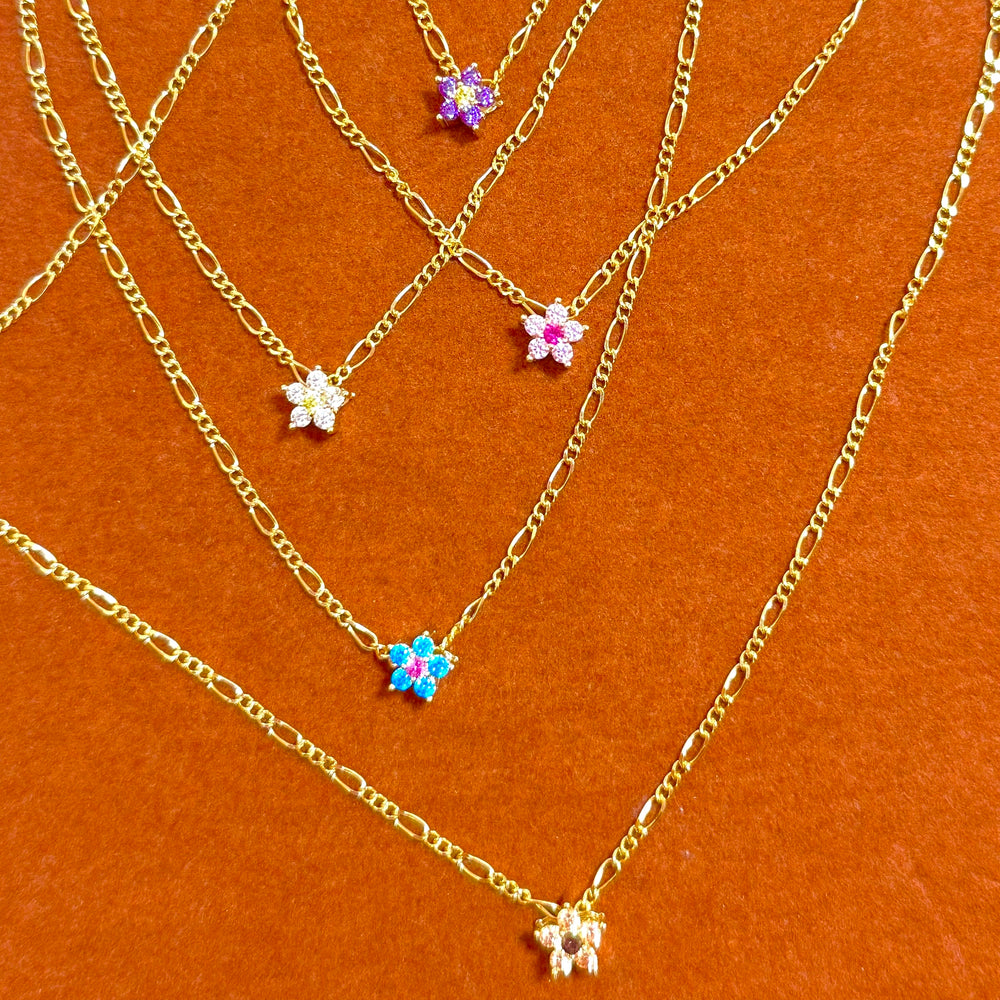 Flower In Figaro Chain Necklace