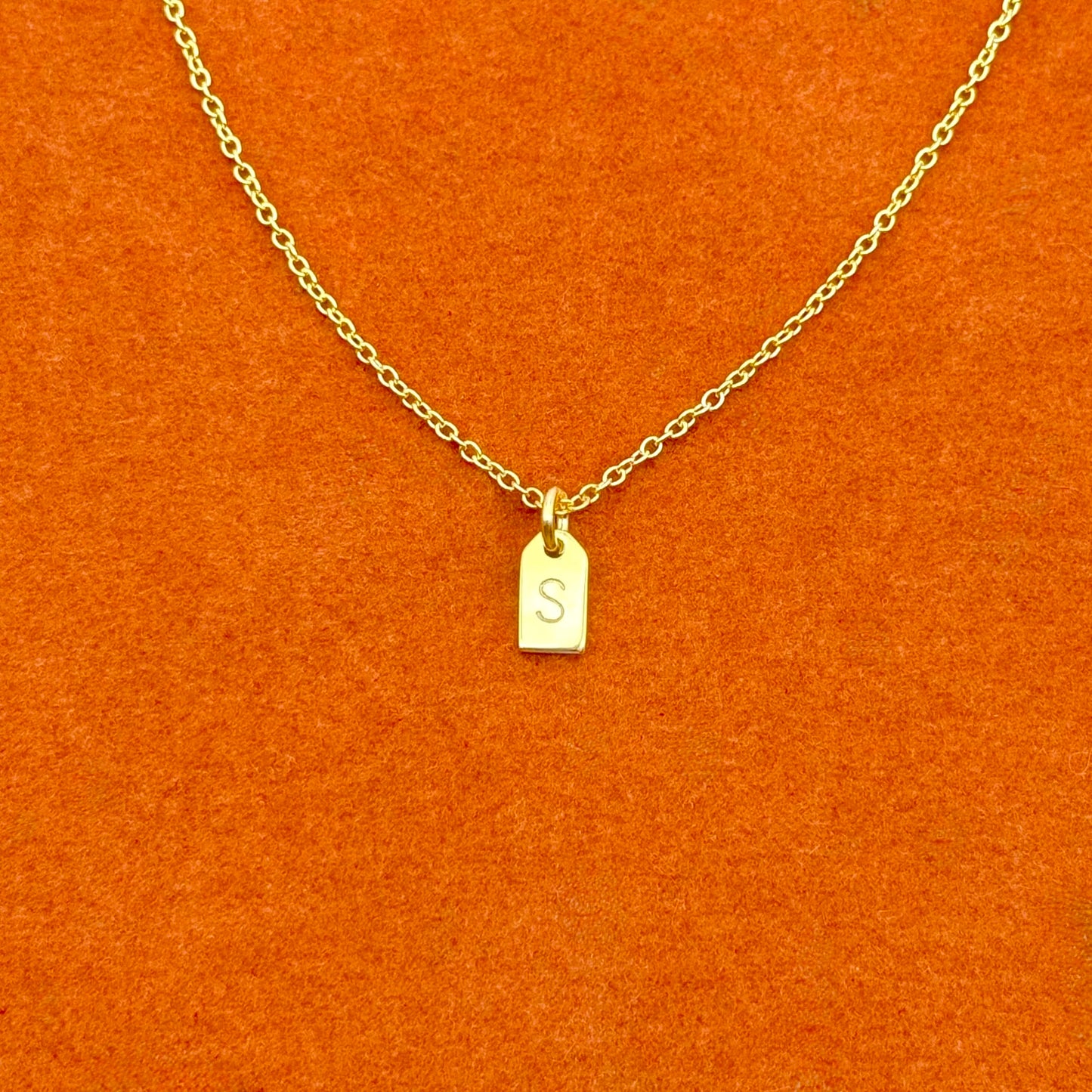 Colgante con etiqueta inicial personalizada en collar de cadena tipo cable 