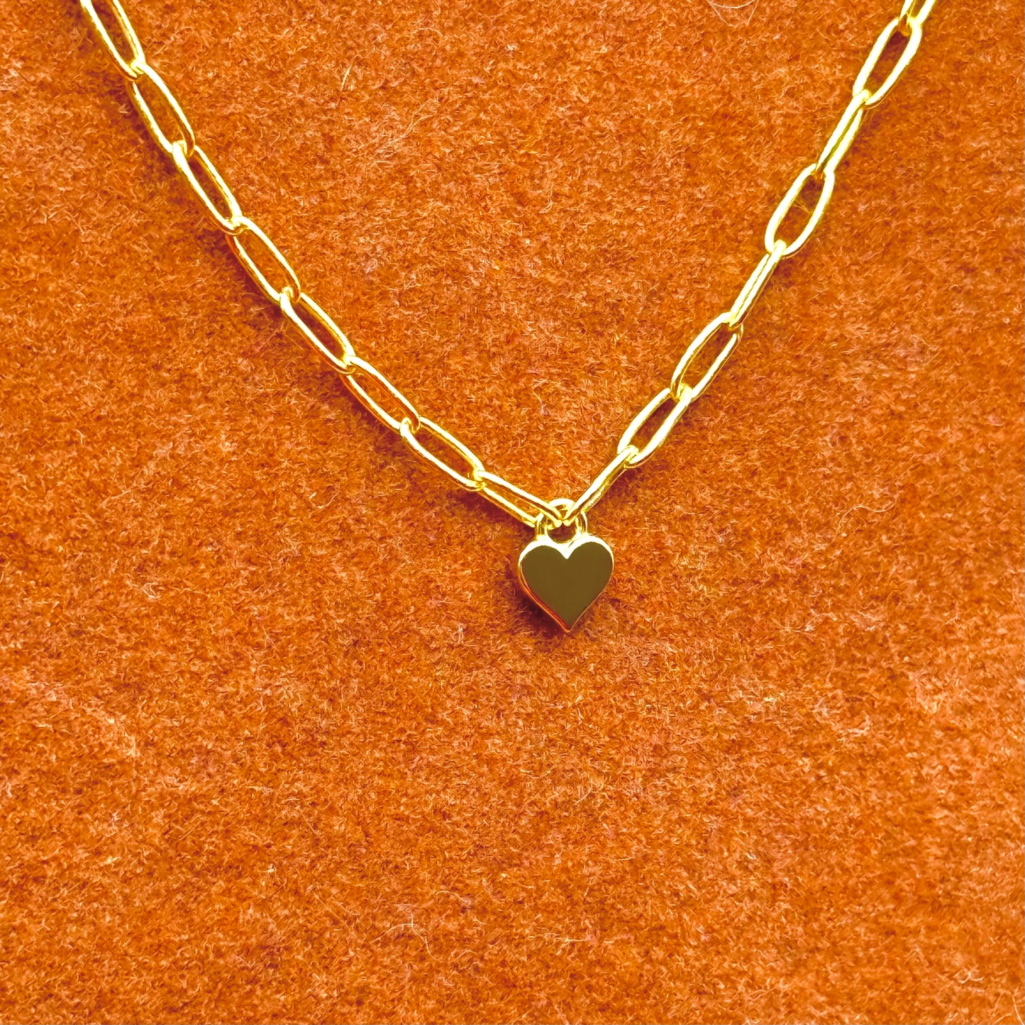 Tiny Heart Pendant with Paperclip Chain Necklace