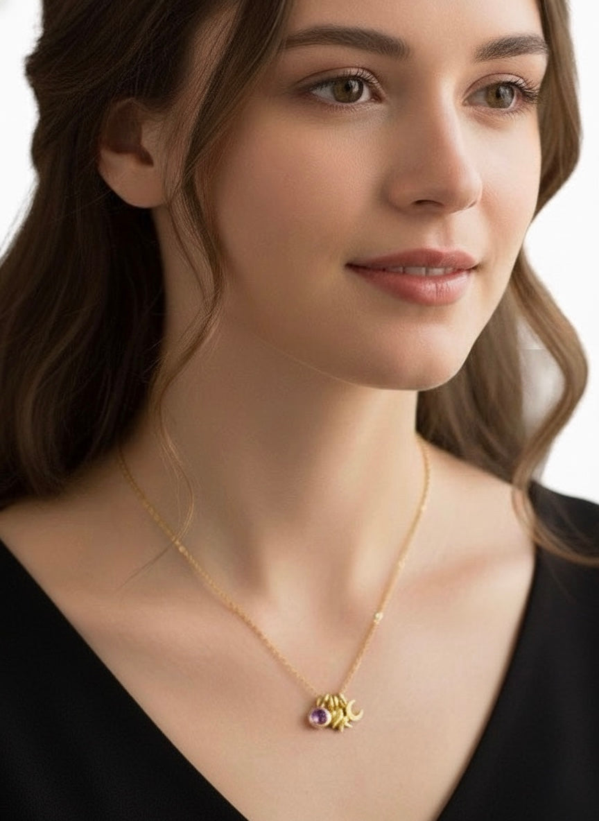 Custom Birthstone Celestial Necklace
