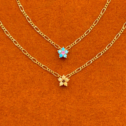 Flower In Figaro Chain Necklace