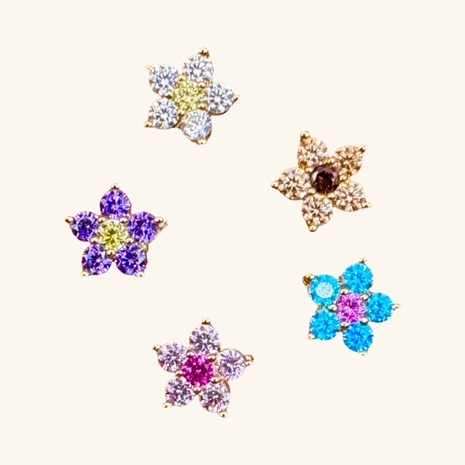 Custom Flower Gemstone with Your Initial Necklace