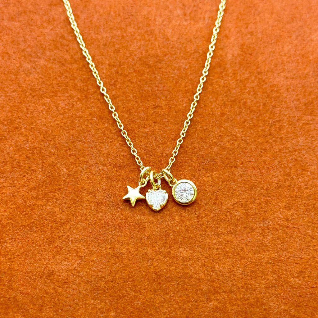 Star, Heart, Round Gemstones Necklace
