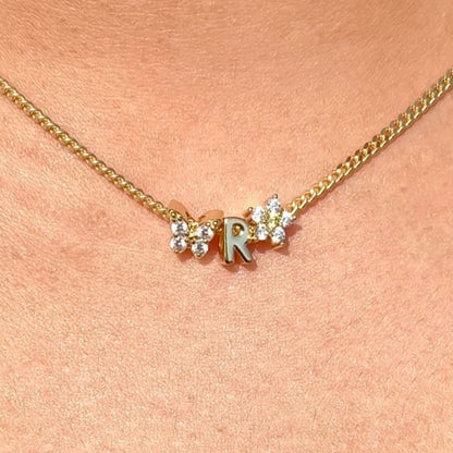 Custom Initial, Flower, Butterfly Necklace