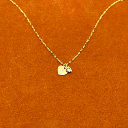 Heart Initial with Heart Gemstone Pendant Necklace