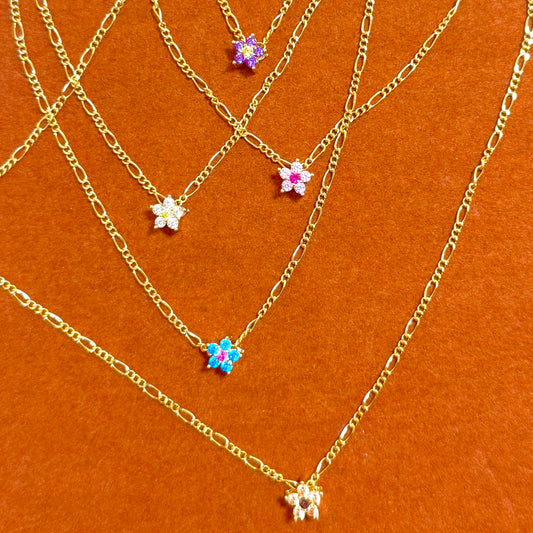 Flower In Figaro Chain Necklace