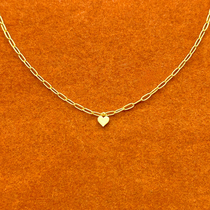 Collar con colgante de corazón diminuto y cadena con clip