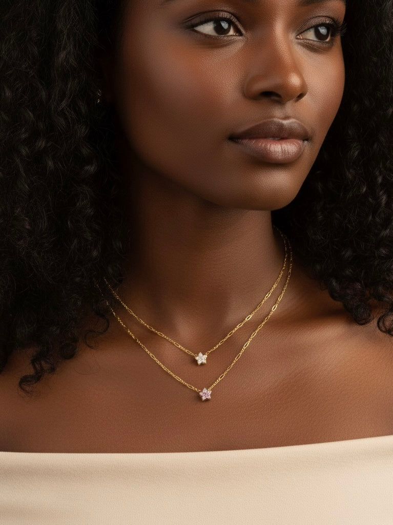 Choose Flower In Figaro Chain Necklace